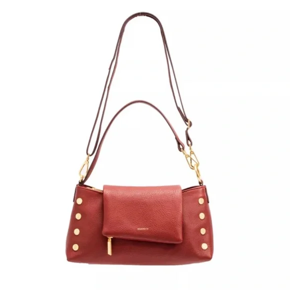 Hammitt Brushed Gold Pebble Leather VIP Satchel in Pomodoro Red - Picture 14 of 15